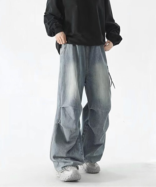 JOHNNY WOLF(ジョニーウルフ)の「VOID ワイドストレート デニム カーゴパンツ(カーゴパンツ・メンズ・ブルー/ブラック・M/S/L)」の5枚目の写真