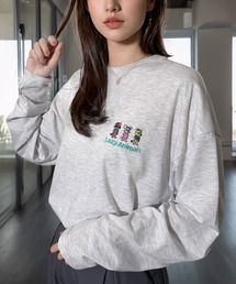ゆったり 着やすい ルーズシルエット 刺繍 ワンポイント ロンT