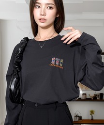 Chandelier（シャンデリア）の「ゆったり 着やすい ルーズシルエット 刺繍 ワンポイント ロンT（Tシャツ/カットソー）」