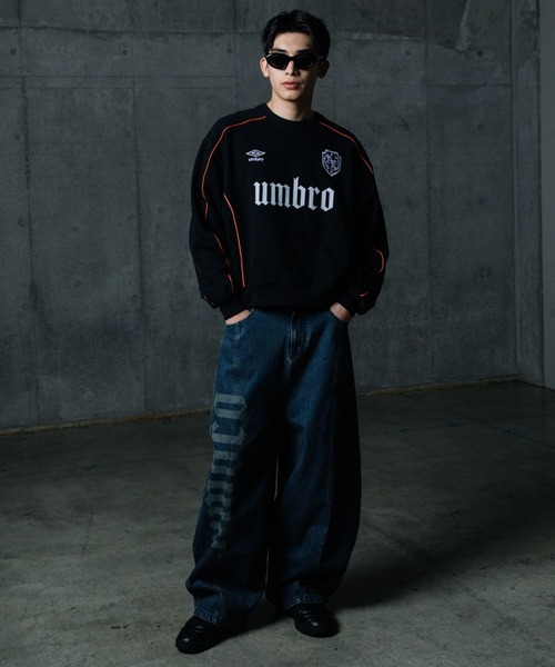 ALAND（エーランド）の「ALAND×UMBRO／フェードレターロゴパンツ（デニムパンツ・メンズ・ブラック/ブルー・LARGE/MEDIUM）」の5枚目の写真