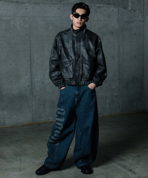 ALAND（エーランド）の「ALAND×UMBRO／フェードレターロゴパンツ（デニムパンツ・メンズ・ブラック/ブルー・LARGE/MEDIUM）」の6枚目の写真
