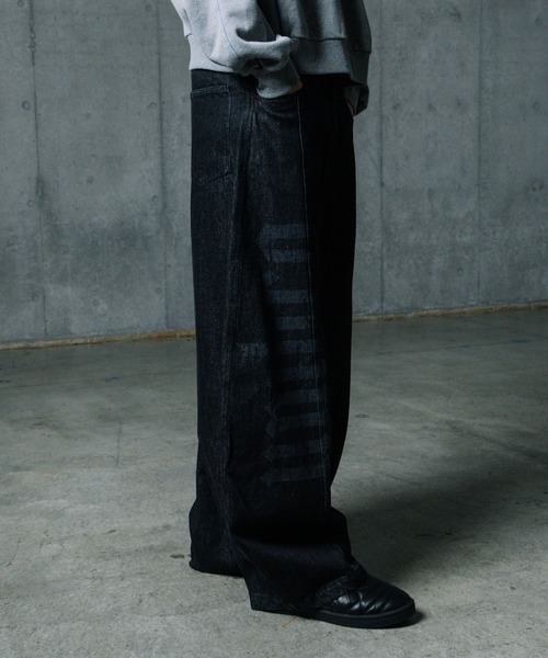 ALAND（エーランド）の「ALAND×UMBRO／フェードレターロゴパンツ（デニムパンツ・メンズ・ブラック/ブルー・LARGE/MEDIUM）」の19枚目の写真
