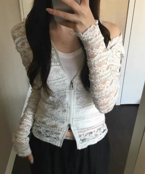 Vipoa（ヴィポア）の「Lace zip up hoodie（パーカー・レディース・ホワイト・FREE）」の16枚目の写真