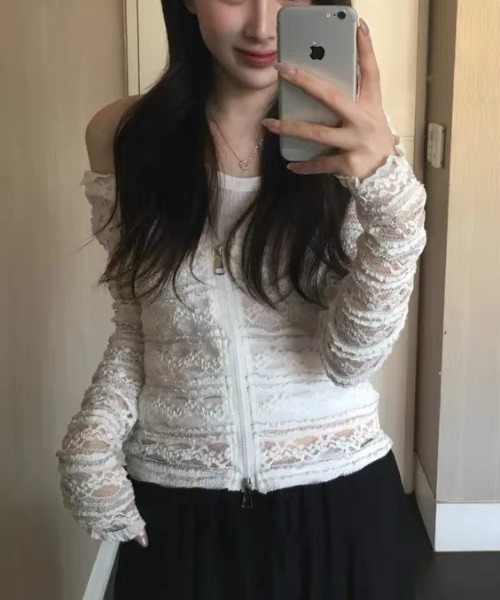 Vipoa（ヴィポア）の「Lace zip up hoodie（パーカー・レディース・ホワイト・FREE）」の18枚目の写真