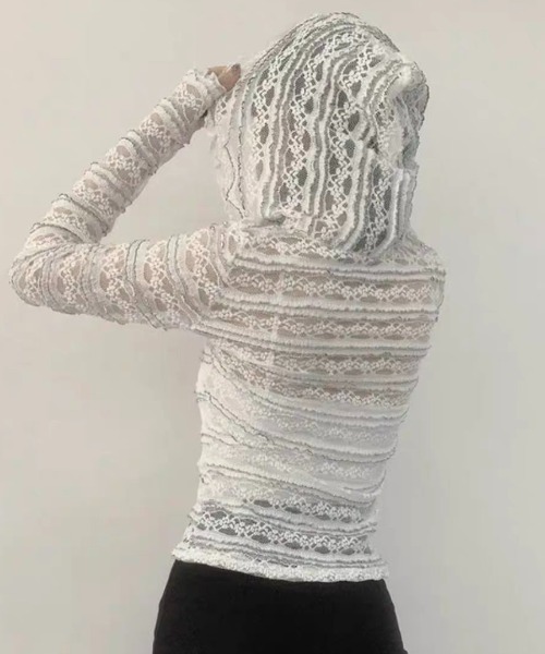 Vipoa（ヴィポア）の「Lace zip up hoodie（パーカー・レディース・ホワイト・FREE）」の19枚目の写真