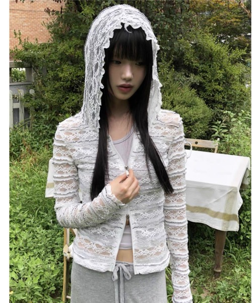 Vipoa（ヴィポア）の「Lace zip up hoodie（パーカー・レディース・ホワイト・FREE）」の22枚目の写真