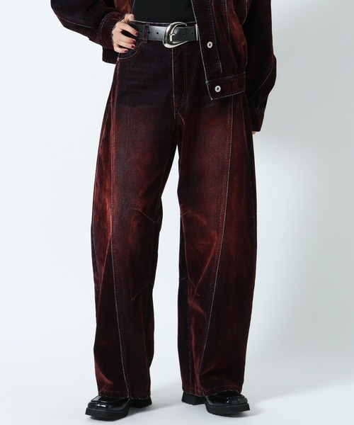 PAGEBOY(ページボーイ)の「フロッキーコクーンデニム【セットアップ対応】(デニムパンツ・レディース・レッド・SMALL/MEDIUM)」の2枚目の写真
