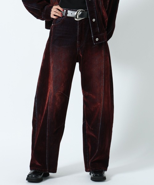 PAGEBOY(ページボーイ)の「フロッキーコクーンデニム【セットアップ対応】(デニムパンツ・レディース・レッド・SMALL/MEDIUM)」の3枚目の写真