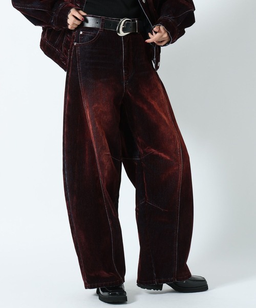 PAGEBOY(ページボーイ)の「フロッキーコクーンデニム【セットアップ対応】(デニムパンツ・レディース・レッド・SMALL/MEDIUM)」の8枚目の写真