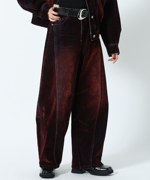 PAGEBOY(ページボーイ)の「フロッキーコクーンデニム【セットアップ対応】(デニムパンツ・レディース・レッド・SMALL/MEDIUM)」の9枚目の写真