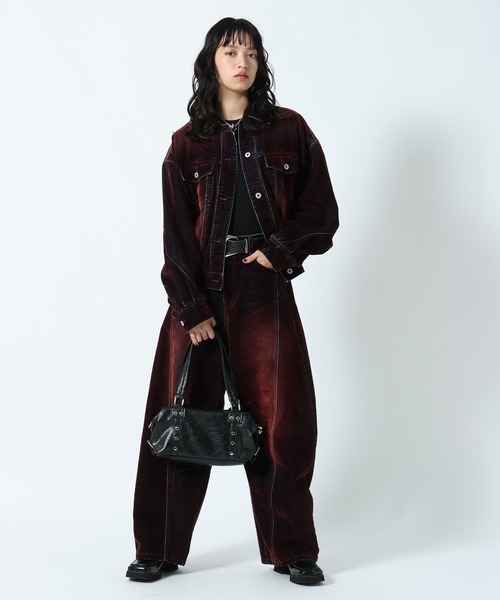 PAGEBOY(ページボーイ)の「フロッキーコクーンデニム【セットアップ対応】(デニムパンツ・レディース・レッド・SMALL/MEDIUM)」の10枚目の写真