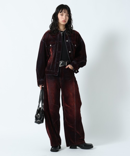 PAGEBOY(ページボーイ)の「フロッキーコクーンデニム【セットアップ対応】(デニムパンツ・レディース・レッド・SMALL/MEDIUM)」の14枚目の写真