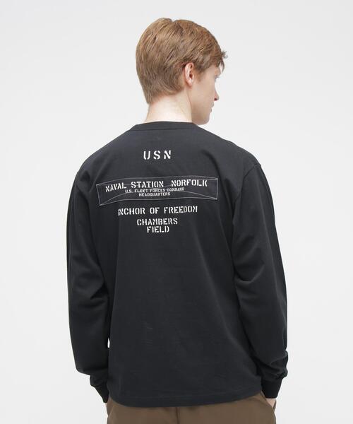 AVIREX（アヴィレックス）の「L/S T-SHIRT "NAVY STENCIL" / 長袖Tシャツ ”ネイビー ステンシル” / AVIREX / アヴィレックス（Tシャツ/カットソー・メンズ・その他5/ブラック/ホワイト・M/2XL/XL/L）」の19枚目の写真