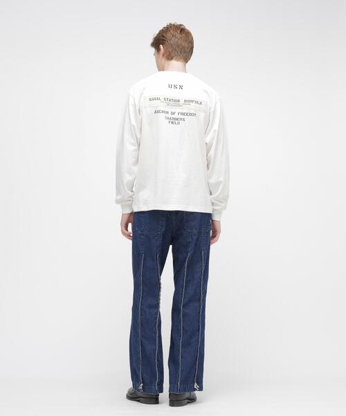 AVIREX（アヴィレックス）の「L/S T-SHIRT "NAVY STENCIL" / 長袖Tシャツ ”ネイビー ステンシル” / AVIREX / アヴィレックス（Tシャツ/カットソー・メンズ・その他5/ブラック/ホワイト・M/2XL/XL/L）」の5枚目の写真
