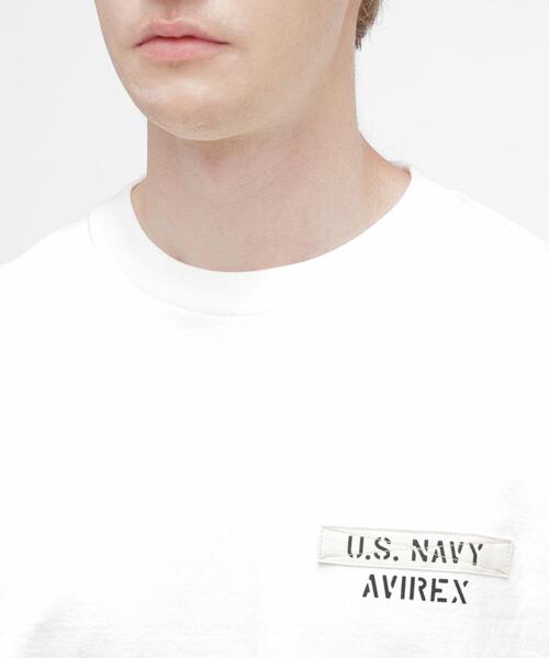 AVIREX（アヴィレックス）の「L/S T-SHIRT "NAVY STENCIL" / 長袖Tシャツ ”ネイビー ステンシル” / AVIREX / アヴィレックス（Tシャツ/カットソー・メンズ・その他5/ブラック/ホワイト・M/2XL/XL/L）」の8枚目の写真