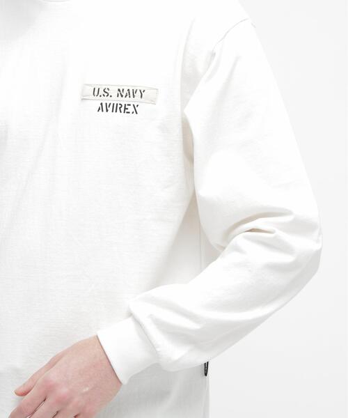 AVIREX（アヴィレックス）の「L/S T-SHIRT "NAVY STENCIL" / 長袖Tシャツ ”ネイビー ステンシル” / AVIREX / アヴィレックス（Tシャツ/カットソー・メンズ・その他5/ブラック/ホワイト・M/2XL/XL/L）」の9枚目の写真
