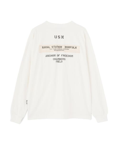 AVIREX（アヴィレックス）の「L/S T-SHIRT "NAVY STENCIL" / 長袖Tシャツ ”ネイビー ステンシル” / AVIREX / アヴィレックス（Tシャツ/カットソー・メンズ・その他5/ブラック/ホワイト・M/2XL/XL/L）」の12枚目の写真