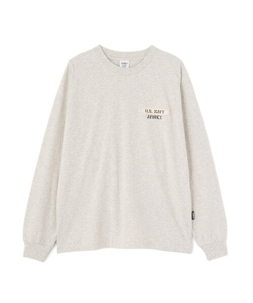 AVIREX（アヴィレックス）の「L/S T-SHIRT "NAVY STENCIL" / 長袖Tシャツ ”ネイビー ステンシル” / AVIREX / アヴィレックス（Tシャツ/カットソー・メンズ・その他5/ブラック/ホワイト・M/2XL/XL/L）」の3枚目の写真