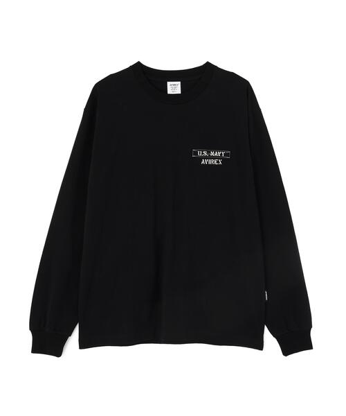 AVIREX（アヴィレックス）の「L/S T-SHIRT "NAVY STENCIL" / 長袖Tシャツ ”ネイビー ステンシル” / AVIREX / アヴィレックス（Tシャツ/カットソー・メンズ・その他5/ブラック/ホワイト・M/2XL/XL/L）」の2枚目の写真