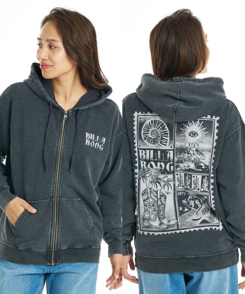 BILLABONG(ビラボン)の「BILLABONG ウィメンズ ACROSS SKIES ZIP HOODIE パーカー 【2026年秋冬モデル】/ビラボンブリーチ加工ジップアップフーディー(パーカー・レディース・パープル系その他/アイボリー/ブラック・MEDIUM)」の1枚目の写真