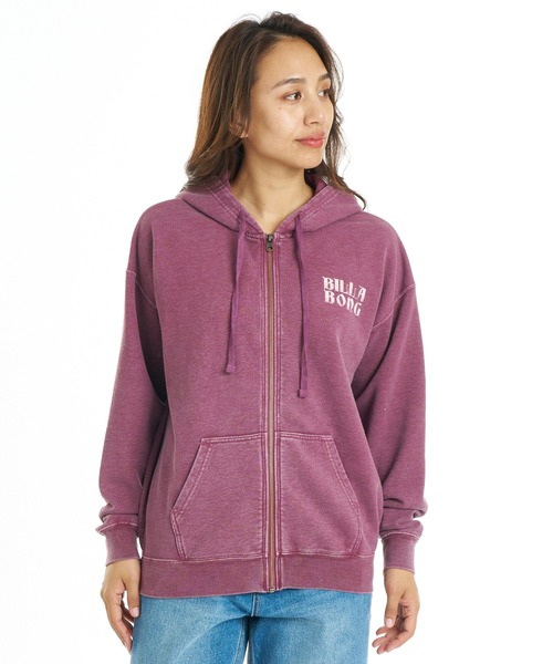 BILLABONG(ビラボン)の「BILLABONG ウィメンズ ACROSS SKIES ZIP HOODIE パーカー 【2026年秋冬モデル】/ビラボンブリーチ加工ジップアップフーディー(パーカー・レディース・パープル系その他/アイボリー/ブラック・MEDIUM)」の9枚目の写真