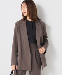 【洗濯機OK・縦横ストレッチ・ホコリがつきにくい】チェックダブルブレストジャケット