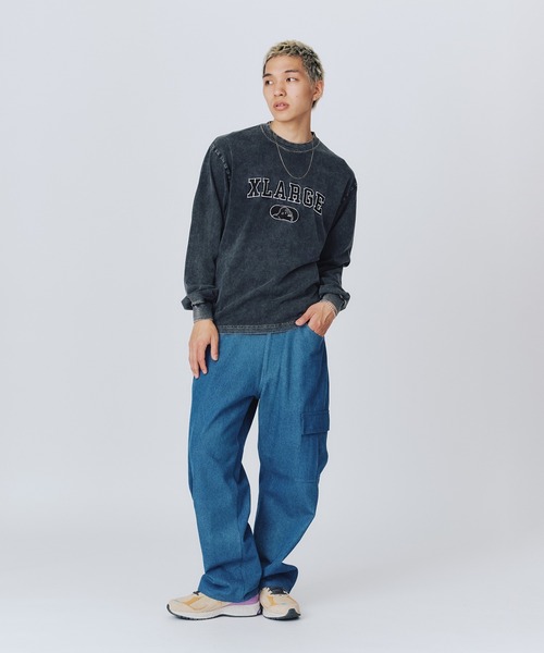XLARGE（エクストララージ）の「OVERDYED COLLEGE LOGO L/S TEE（Tシャツ/カットソー・メンズ・ネイビー/グリーン/ブラック・M/L/S/XL）」の8枚目の写真