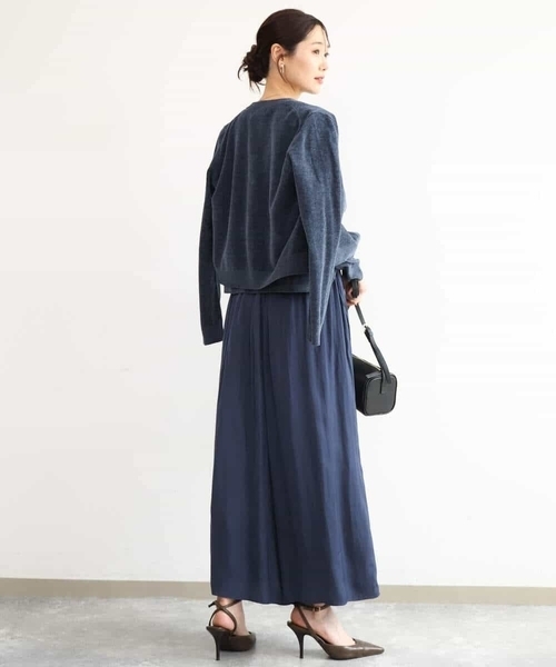 MK MICHEL KLEIN（エムケーミッシェルクラン）の「[洗える]起毛サテンワイドパンツ（スラックス・レディース・マスタード/ネイビー/ダークグレー・38）」の21枚目の写真