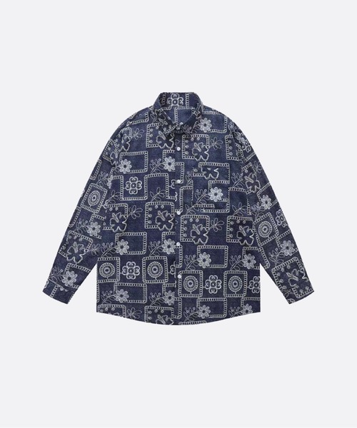 U:UME(ユーム)の「Floral Geometric Jacquard Shirt(シャツ/ブラウス・メンズ・ブルー・MEDIUM/LARGE/X-LARGE/SMALL)」の1枚目の写真