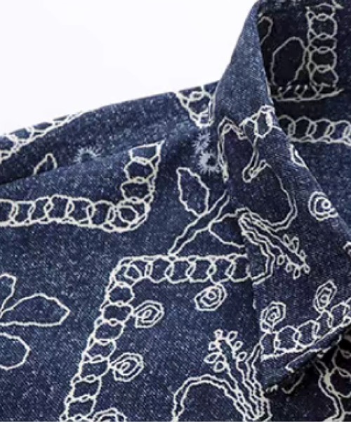 U:UME(ユーム)の「Floral Geometric Jacquard Shirt(シャツ/ブラウス・メンズ・ブルー・MEDIUM/LARGE/X-LARGE/SMALL)」の3枚目の写真