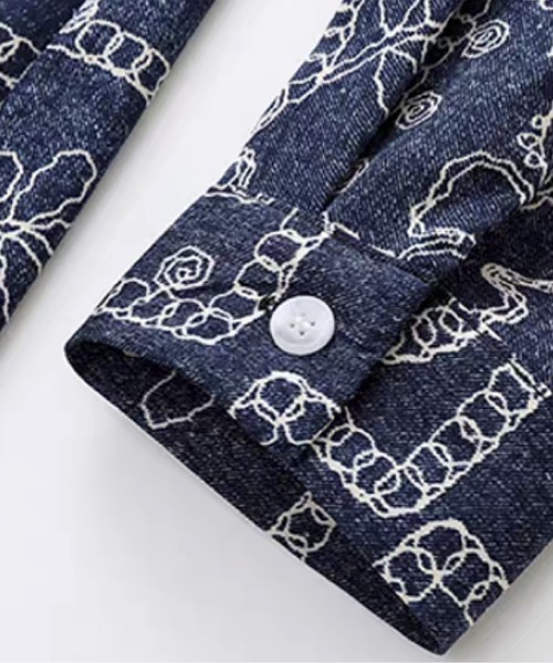 U:UME(ユーム)の「Floral Geometric Jacquard Shirt(シャツ/ブラウス・メンズ・ブルー・MEDIUM/LARGE/X-LARGE/SMALL)」の5枚目の写真