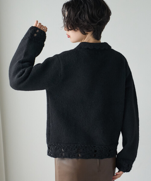 FREAK'S STORE(フリークスストア)の「クロシェ風ニットカーディガン(カーディガン/ボレロ・レディース・ブラック/オフホワイト/レッド・フリ-)」の13枚目の写真