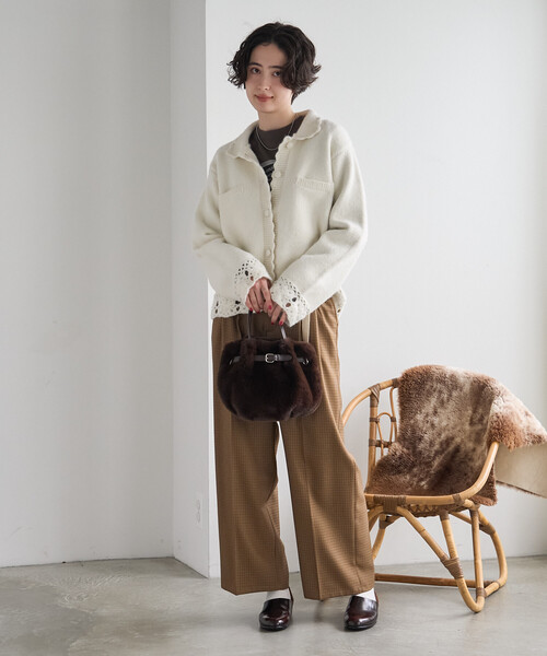 FREAK'S STORE(フリークスストア)の「クロシェ風ニットカーディガン(カーディガン/ボレロ・レディース・ブラック/オフホワイト/レッド・フリ-)」の18枚目の写真