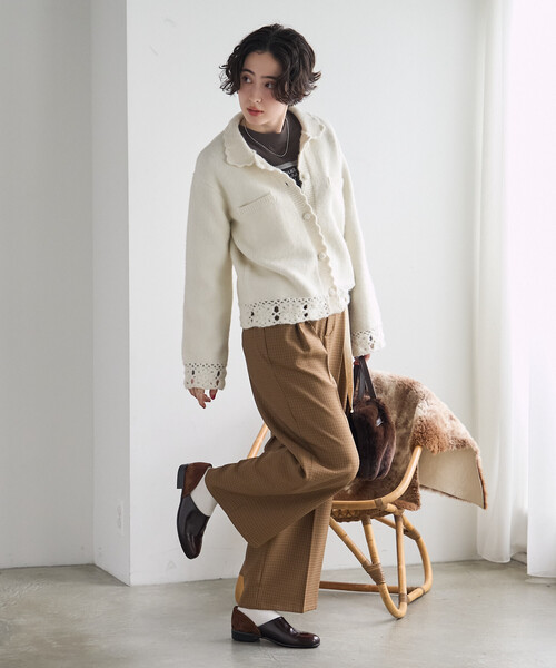 FREAK'S STORE(フリークスストア)の「クロシェ風ニットカーディガン(カーディガン/ボレロ・レディース・ブラック/オフホワイト/レッド・フリ-)」の19枚目の写真