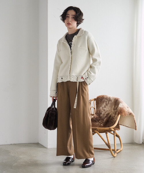 FREAK'S STORE(フリークスストア)の「クロシェ風ニットカーディガン(カーディガン/ボレロ・レディース・ブラック/オフホワイト/レッド・フリ-)」の22枚目の写真