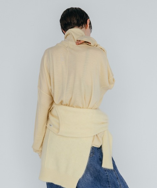 CREDONA(クレドナ)の「MINK FINISH V-NECK KNIT TOP/ミンクフィニッシュVネックニットトップス(ニット/セーター・レディース・イエロー/ピンク/ブラウン/グレー・FREE)」の13枚目の写真