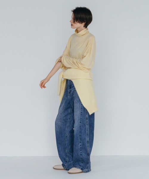 CREDONA(クレドナ)の「MINK FINISH V-NECK KNIT TOP/ミンクフィニッシュVネックニットトップス(ニット/セーター・レディース・イエロー/ピンク/ブラウン/グレー・FREE)」の14枚目の写真
