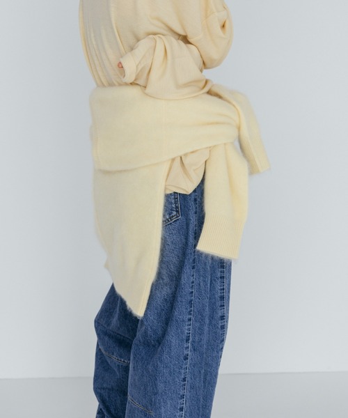 CREDONA(クレドナ)の「MINK FINISH V-NECK KNIT TOP/ミンクフィニッシュVネックニットトップス(ニット/セーター・レディース・イエロー/ピンク/ブラウン/グレー・FREE)」の15枚目の写真