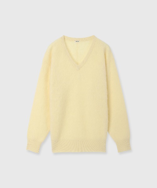 CREDONA(クレドナ)の「MINK FINISH V-NECK KNIT TOP/ミンクフィニッシュVネックニットトップス(ニット/セーター・レディース・イエロー/ピンク/ブラウン/グレー・FREE)」の18枚目の写真