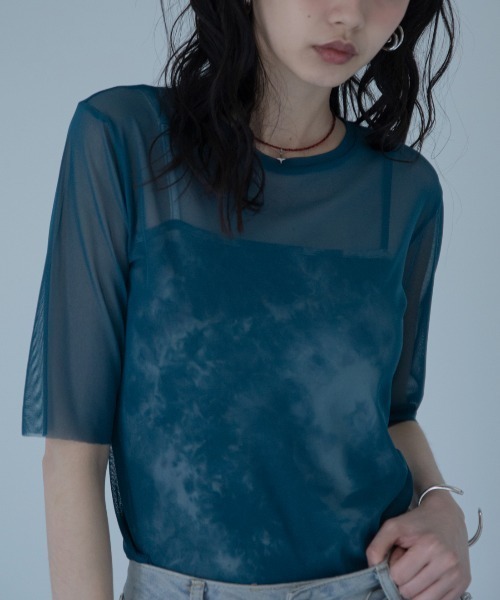 VACANCY（ヴァカンシー）の「【VACANCY公式】カットオフハーフスリーブクルーシアートップス（Tシャツ/カットソー・レディース・ブラック/パープル/グリーン/ライトブルー/ネイビー・FREE）」の2枚目の写真