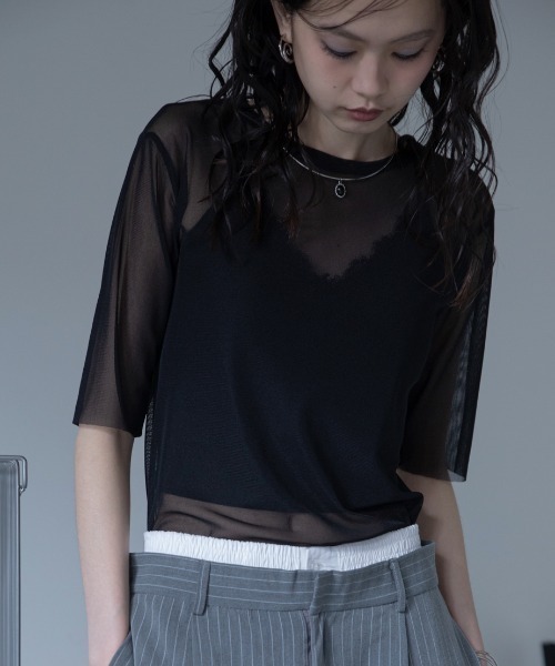 VACANCY（ヴァカンシー）の「【VACANCY公式】カットオフハーフスリーブクルーシアートップス（Tシャツ/カットソー・レディース・ブラック/パープル/グリーン/ライトブルー/ネイビー・FREE）」の22枚目の写真