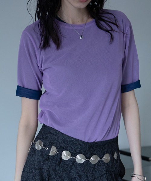 VACANCY（ヴァカンシー）の「【VACANCY公式】カットオフハーフスリーブクルーシアートップス（Tシャツ/カットソー・レディース・ブラック/パープル/グリーン/ライトブルー/ネイビー・FREE）」の21枚目の写真