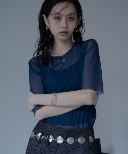 VACANCY（ヴァカンシー）の「【VACANCY公式】カットオフハーフスリーブクルーシアートップス（Tシャツ/カットソー・レディース・ブラック/パープル/グリーン/ライトブルー/ネイビー・FREE）」の20枚目の写真