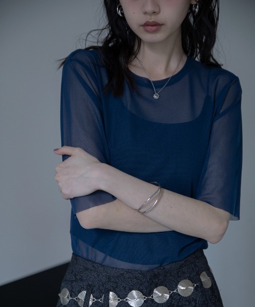 VACANCY（ヴァカンシー）の「【VACANCY公式】カットオフハーフスリーブクルーシアートップス（Tシャツ/カットソー・レディース・ブラック/パープル/グリーン/ライトブルー/ネイビー・FREE）」の16枚目の写真