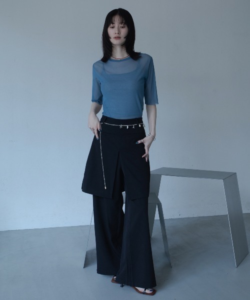 VACANCY（ヴァカンシー）の「【VACANCY公式】カットオフハーフスリーブクルーシアートップス（Tシャツ/カットソー・レディース・ブラック/パープル/グリーン/ライトブルー/ネイビー・FREE）」の13枚目の写真