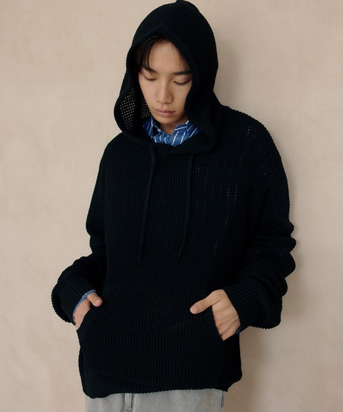 DAWNCE(ダウンス)の「【AKI・三嶋ひな 着用】ワッフルニットフーディー(パーカー・メンズ・グレー/ブラック・L/M)」の11枚目の写真