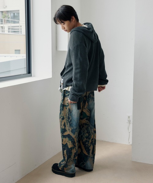DAWNCE(ダウンス)の「【AKI・三嶋ひな 着用】ワッフルニットフーディー(パーカー・メンズ・グレー/ブラック・L/M)」の21枚目の写真