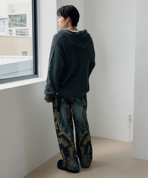 DAWNCE(ダウンス)の「【AKI・三嶋ひな 着用】ワッフルニットフーディー(パーカー・メンズ・グレー/ブラック・L/M)」の22枚目の写真