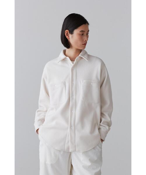 Y(ワイ)の「Y / RECYCLE POLYESTER FLEECE SH(シャツ/ブラウス・メンズ・ホワイト/ネイビー・MEDIUM/SMALL/LARGE)」の1枚目の写真