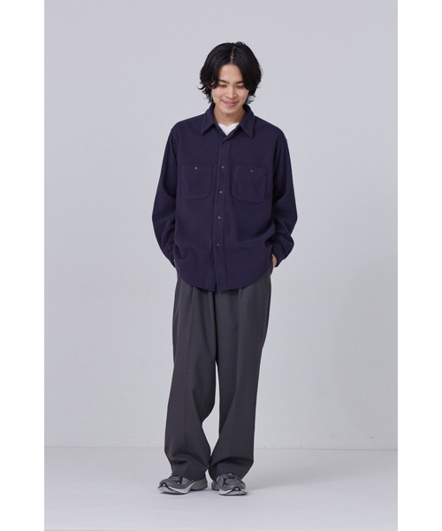 Y(ワイ)の「Y / RECYCLE POLYESTER FLEECE SH(シャツ/ブラウス・メンズ・ホワイト/ネイビー・MEDIUM/SMALL/LARGE)」の6枚目の写真